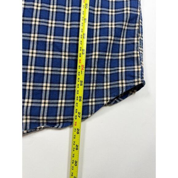 Eddie Bauer Men’s Blue Plaid Flannel Shirt – Small Classic Fit 100% Cotton - Picture 7 of 8